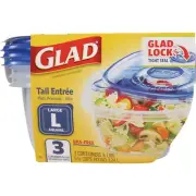 Glad 42 Oz. Clear Square Tall Entre Container (3-Pack) BBG10041 Glad BBG10041