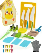 29 Pieces Montessori Kitchen Tools for Toddlers -Kids Safe Knife Set -Kids Cooki