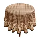 Vintage Linen Tablecloth,Italian Style Plaid Round Table Cloth,Wrinkle Resist...
