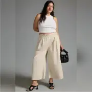 Anthropologie Pilcro High-Rise Cropped Wide Leg Paperbag Pants Cream XL Women’s