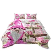 Love Pink Valentine Lil Gnome Coverlet