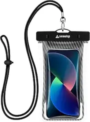 Seawisp Universal Waterproof Phone Pouch [Floating Airbag Design] IPX8 Underwater Cellphone Case Dry Bag with Lanyard for iPhone 14 13 12 Pro 11 Pro Xs XR X 8 7 Plus, Fits All Phones Up to 7'', Black
