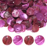 300-Pack Natural Flat Round Seashells, 15mm Drop Charm Beads [Rose Red]