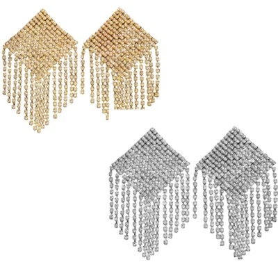Rhinestones Tassels Nipple Cover Body Chain Reusable Alloy Square Breast Pasties