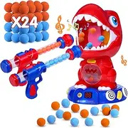 NATTHSWE Movable Dinosaur Shooting Toy, Shooting Games for Children 5 6 7 8 9 + Years Boys Girls with Spray Function Outdoor Score Record Toy Garden Christmas Gift
