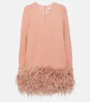 [Safiyaa] Safiyaa Aleannah feather-trimmed crêpe minidress AU 14 pink