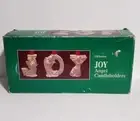 Christmas Taper Candle Holder Set of 3 J-O-Y Joy Angels 4.5" Dicksons New w Box