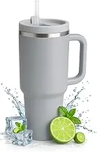 VibePro - 40 oz Stainless Steel Insulated Tumbler with Handle and Straw, Double Wall Vacuum Travel Mug, Leak-Proof & Spill-Resistant, Keeps Drinks Hot or Cold, Fits Car Cup Holder, BPA-Free