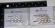BOSS Clear Rhinestone 4 Pairs gold/silver tone hair clip bobby pin statement Y2K