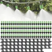 MSDADA 100pcs Micro Spray Adjustable Flow Irrigation Drippers, Garden Adjustable Sprinkler drip Irrigation Mister Heads with 3 Tee Irrigation Misting Drip Kit(Green)