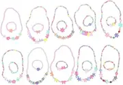 ORFOFE 10 Colorful Acrylic Jewelry Set Flower Design Beads Necklace and Bracelet Kit for Birthday Parties Boys Patterns