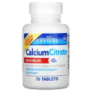 21st Century, Calcium Citrate + D3 Maximum, 75 Tablets