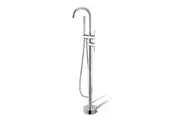 Round Chrome Freestanding Bath Mixer With Handheld Shower