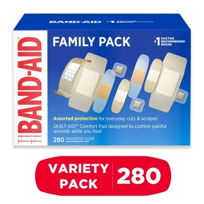 Band-Aid Brand Adhesive Sterile Bandage Variety Pack, Assorted, 280Ct