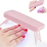 JeiibrZui Mini Gel Nail Lamp - Portable LED UV Nail Dryer, USB Charging, Foldable Design, Ideal for Gel Nails, Strips, Stickers, and Polish (Pink)