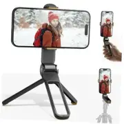 Phone Tripod, Foldable Mini Desk Stand with 360° Phone Holder & Cold Black