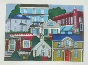 Patti Mann Row Houses Handpainted Needlepoint Canvas