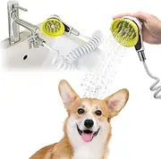 Wondurdog Quality Sink Faucet Pet Shower Kit | Innovative Shower Brush Head with Splash Shield | 8 ft Recoil Hose | All Metal Faucet Adapter for Kitchen, Bathroom, Utility or Laundry Sink