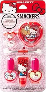 Lip Smacker Sanrio Hello Kitty Makeup Set, Kids Color Collection, 3 Moisturizing, Smoothing Soft Shine, Hydrating & Protecting Products, Fun Flavors, Cruelty-Free & Vegan
