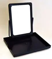 MARY KAY BLACK FOLDING MAKE-UP TRAVEL MIRROR & TRAY IN MESH ZIPPER BAG