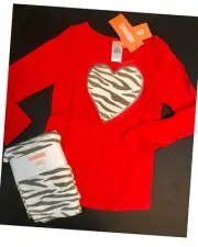 NWT Girls 4 Gymboree RIGHT MEOW Cotton Orange sparkle HEART TOP+LEGGINGS 2pc Set