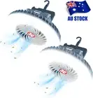 2 In 1 Portable Camping Fan Tent Fan Hanging Hook USB Rechargeable w/ LED Light