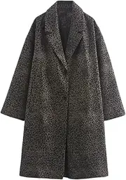 [Generic] Woman European And American Style Flip Collar Long Sleeve Wool Blended Coat
