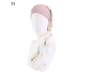 Fufu Solid Color Lightweight Headscarf Cap 13 Colors Elastic Band Chiffon Ribbon Sleep Beanie Hair Accessories- 11