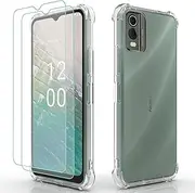 [Osophter] for Nokia C32 4G Case: Clear With 2pcs Screen Protector Transparent Reinforced Corners TPU Shock-Absorption Flexible Cell Phone Cover for Nokia C32 4G(clear)