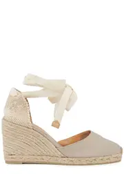 Castañer Carina 80 Canvas Wedge Espadrilles - Stone - 8 8