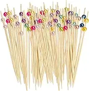 Appetizer Skewers - Fancy Cocktail Toothpicks | Rainbow Pearl Wooden Toothpicks Skewers Sticks for Food, Drinks, Fruits, Supplies, Charcuterie Accessories,100