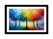 Colorful Trees Canvas Framed Art On Canvas