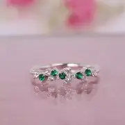 1.50Ct Round Cut Simulated Emerald Women's Eternity Ring 14K White Gold Plated