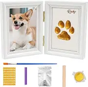 Avont Paw Print Kit with Picture Frame and Imprint Clay, Pawprints Impression Keepsake for Dogs Cats, Memorial Desk Display for Pets -White