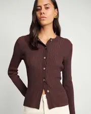 [Jag] Jag Women's Alora Long Sleeve Cardigan Sweater In Chocolate Brown Size 6 6 Brown