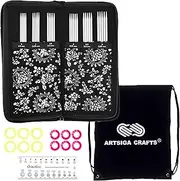 [ChiaoGoo] Twist Red Lace 6-Inch 6600 DPN Double Pointed Sock Knitting Needle Set, Sizes US 0, 1, 1.5, 2, 2.5, 3, Stainless Steel, Stitch Markers, Needle Gauge with Project Bag
