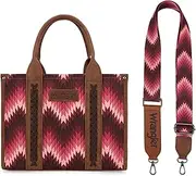 [Montana West] Wrangler Tote Bag for Women Southewestern Wave Print Canvas Top-Handle Handbag