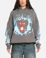 [AMERICAN THRIFT] American Thrift X Lord Of The Rings Balrog Premium Hoodie Washed Charcoal - Size M M Washed Charcoal