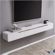Floating TV Unit Modern Floating TV Stand, 47.2/59/70.8inch Wall Mounted Console Entertainment Center with Platform and 2 Drawers Media Table Cabinet for Living Room Floating TV Cabinet(White,120x20x2