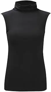 [FASHION MY LOVE] Womens Polo Neck Plain Sleeveless Tshirt Ladies Stretch Sleevless Vest Turtle Bodycon Top 8-26