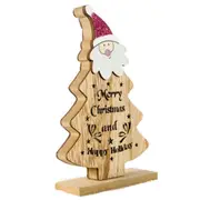 2 PCS Christmas Wooden Openwork Letters Snowflake Painted Santa Claus Lamp Ornaments(Old Man )