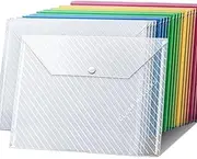 30 PCS Plastic Envelopes Poly File Envelopes Clear Document Letter Size Folders with Snap Closure A4 Size School Home Office Organization Receipt Check Storage File Holder Case (30)