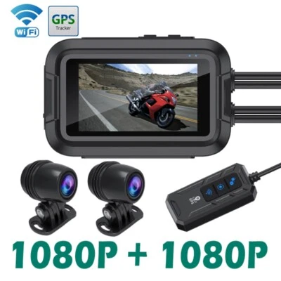 1080P Front Rear Dual Camera WiFi GPS DVR Dash Cam Motorcycle Driving Recorder