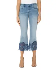 Liverpool Los Angeles Hannah Mid Rise Crop Flare Jeans in Indigo Crochet