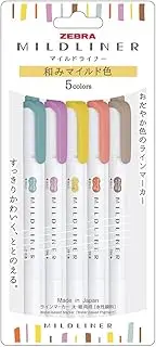 ZEBRA WKT7-5C-RC-N Highlighter, Mildliner, Warm Color, RC5 Colors