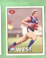 1996 AFL SELECT STICKER, #97 SCOTT WEST, FOOTSCRAY BULLDOGS