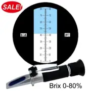 Handheld Brix Refractometer ATC Saccharimeter for Sugar Fruit Food Beer 0~80%