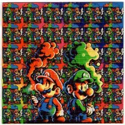 Super Mario Brothers Luigi Blotter Art Perforated Sheet Paper Psychedelic 7.5"