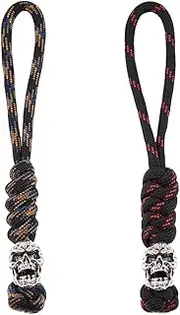 HOBBIESAY 2 Style Braided ED Knife Parachute Lanyards Polyester Braided Parachute Cords Tactical Knife Ropes Skull Parachute Lanyards to Knife Attachment