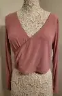 Nordstrom BP Mauve Pink Long Sleeve Sheer Crop Top Size L .NWT.